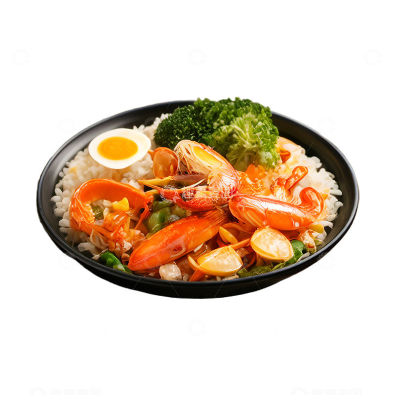 高清大图下载【趣麦麦图】健康减肥餐海鲜炒饭