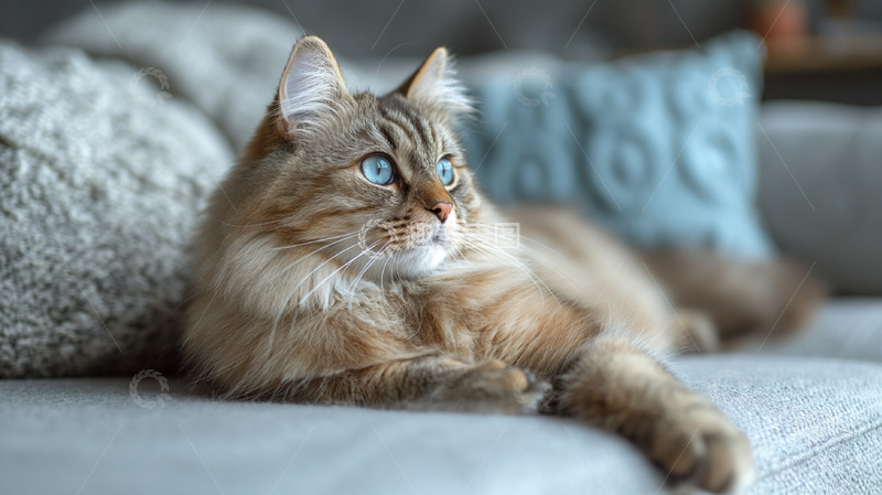 高清大图下载【趣麦麦图】躺在沙发上的猫咪