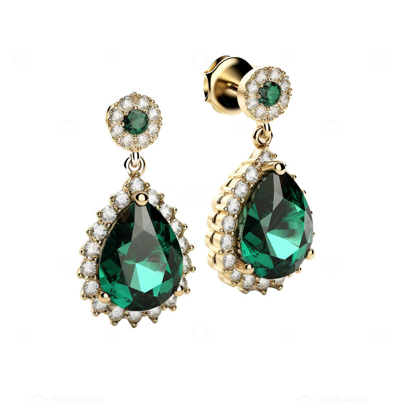高清大图下载【趣麦麦图】祖母绿耳环耳饰