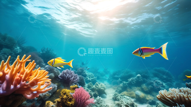 高清大图下载【趣麦麦图】海底世界展板背景