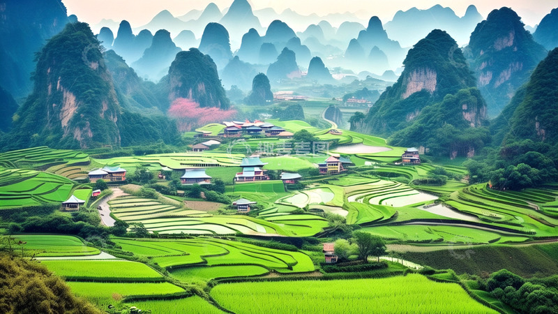 高清大图下载【趣麦麦图】谷雨稻田风景素材