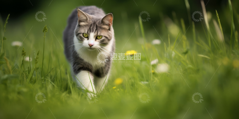 高清大图下载【趣麦麦图】猫咪走路背景