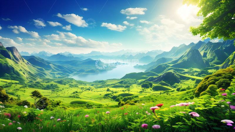 高清大图下载【趣麦麦图】蓝天白云初夏风景美丽的夏天