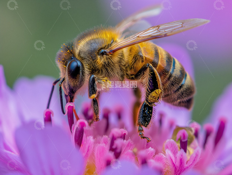高清大图下载【趣麦麦图】蜜蜂紫花夏日大自然