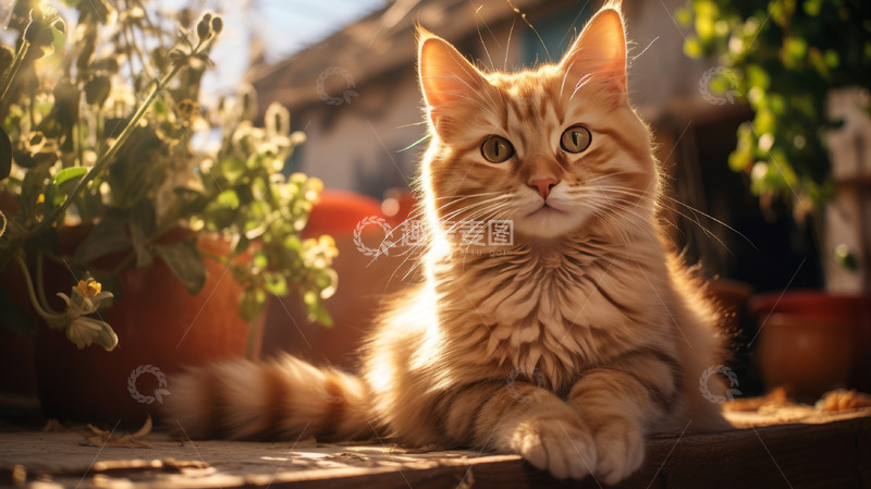 高清大图下载【趣麦麦图】阳光下的橘猫