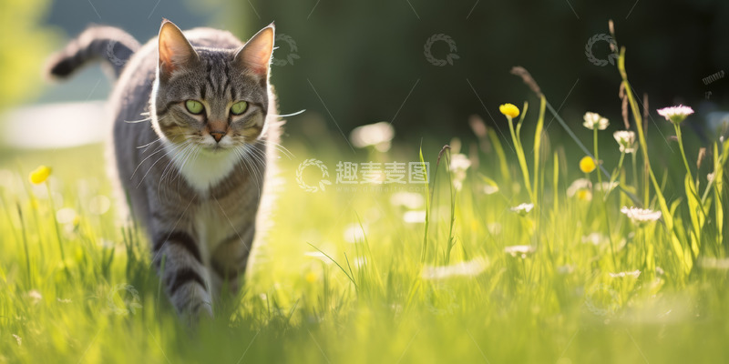 高清大图下载【趣麦麦图】可爱猫咪走路背景