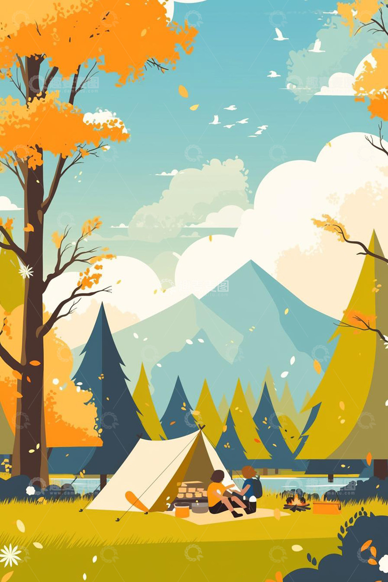 秋季户外露营秋游