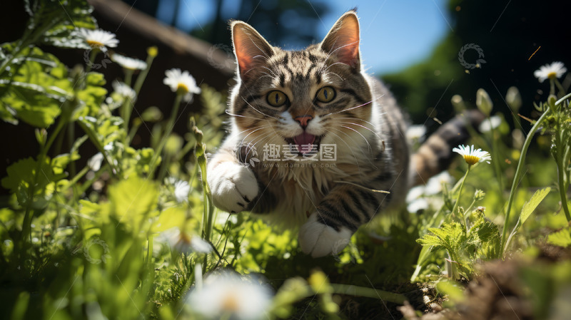 高清大图下载【趣麦麦图】奔跑的猫咪背景