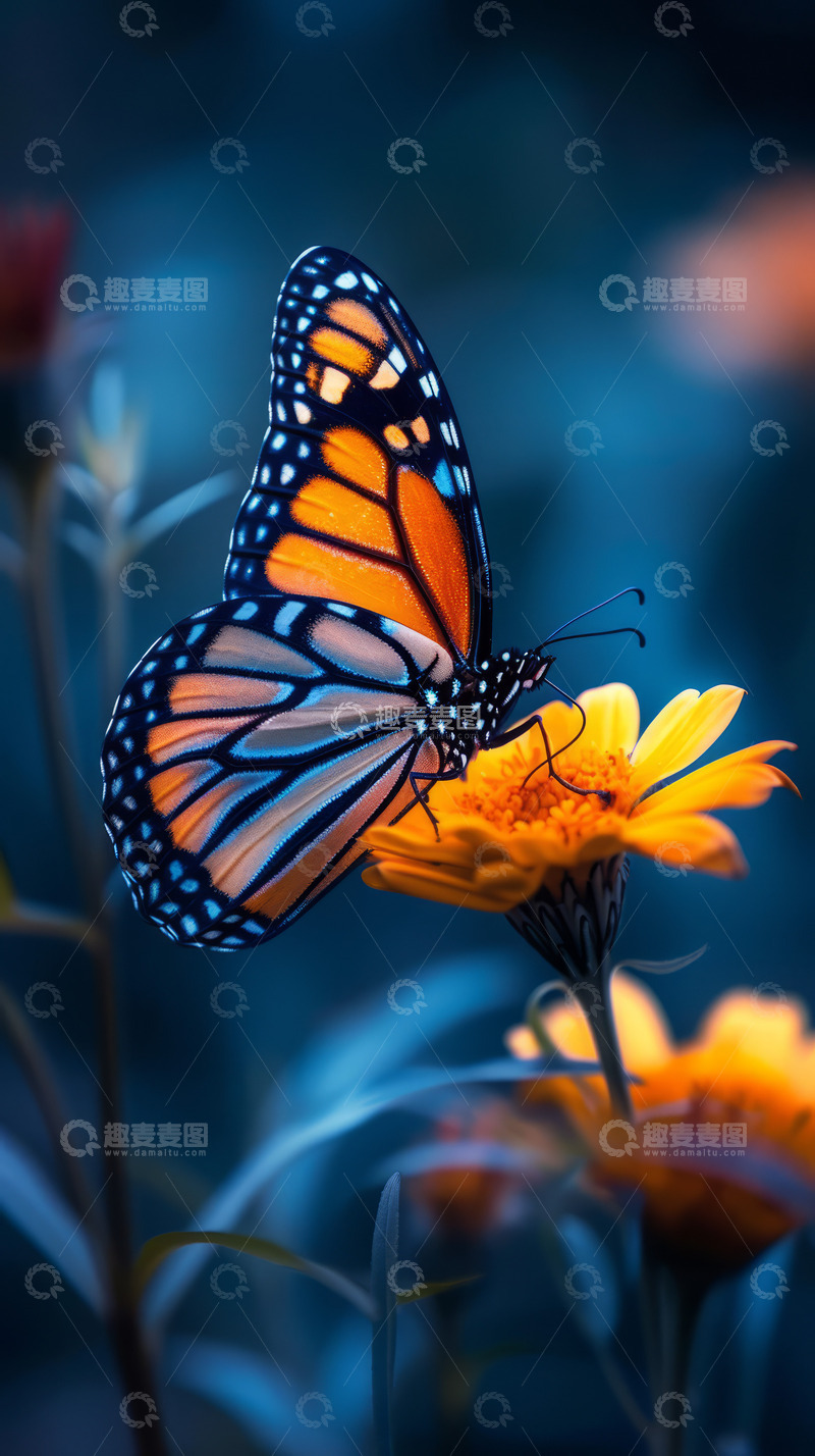 高清大图下载【趣麦麦图】菊花上的蝴蝶