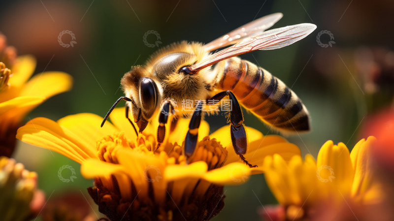 高清大图下载【趣麦麦图】花瓣蜜蜂植物自然
