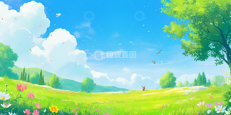 高清大图下载【趣麦麦图】春天户外蓝天白云自然景观背景