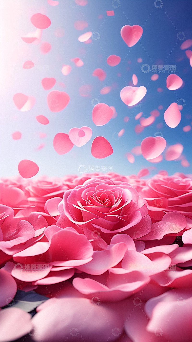 高清大图下载【趣麦麦图】情人节玫瑰花海报背景