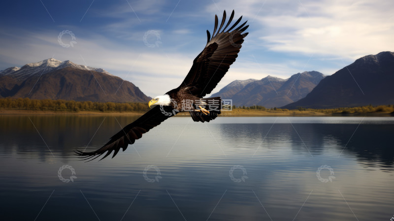 高清大图下载【趣麦麦图】蓝色天空自由翱翔的雄鹰