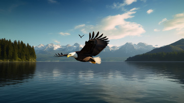 展翅飞翔的老鹰