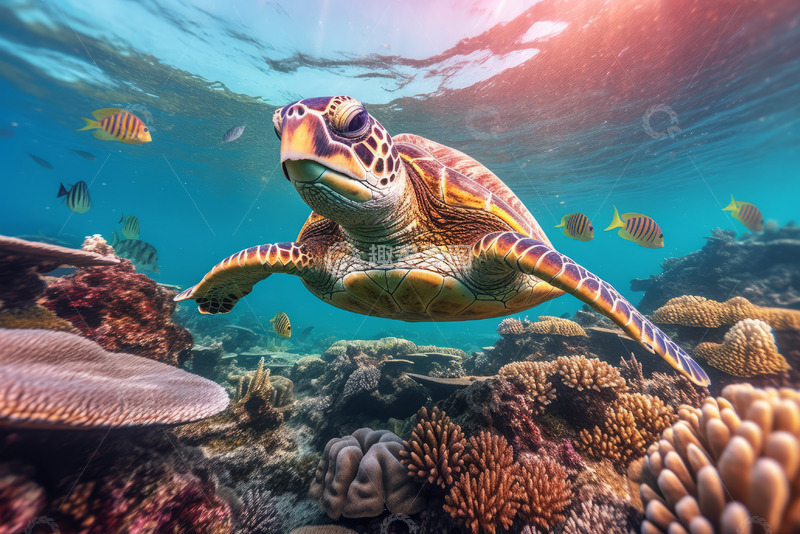 高清大图下载【趣麦麦图】海洋水下海龟动物