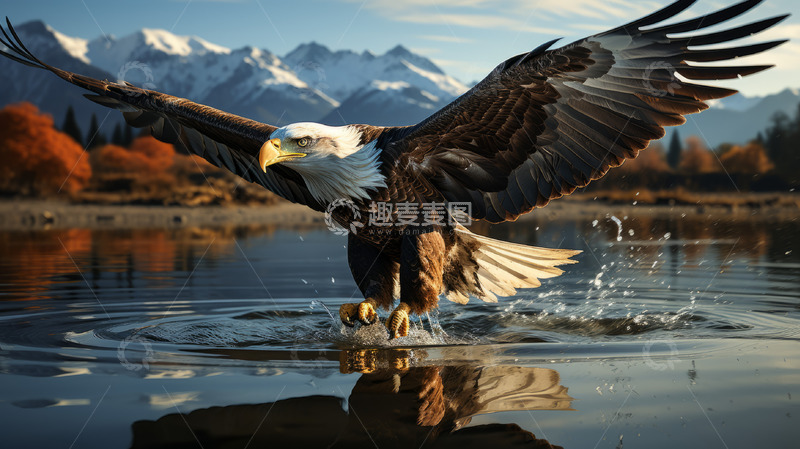 高清大图下载【趣麦麦图】白头鹰展翅高飞