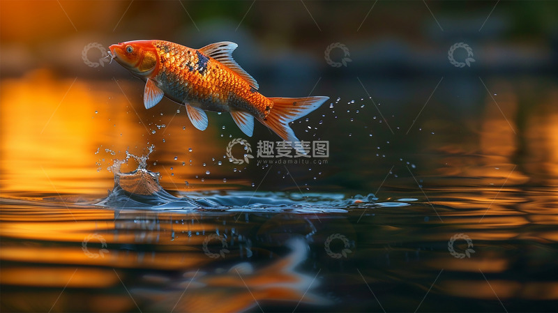高清大图下载【趣麦麦图】锦鲤鲤鱼红色水写实场景