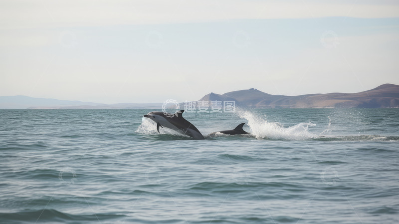 高清大图下载【趣麦麦图】水中游的海豚