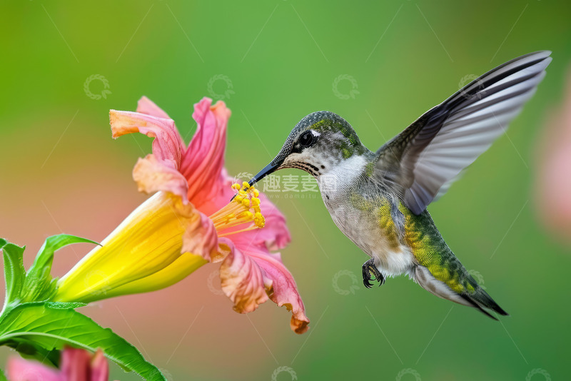 高清大图下载【趣麦麦图】一只飞翔的蜂鸟