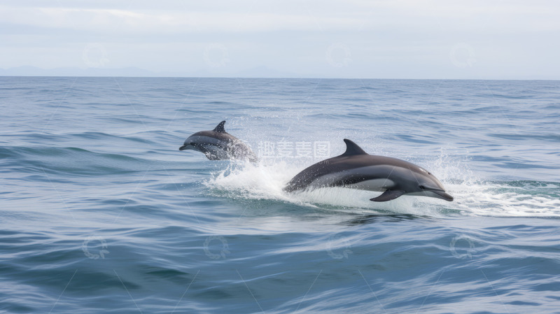 高清大图下载【趣麦麦图】海洋两只大海豚