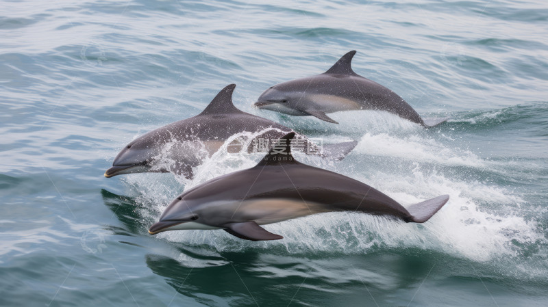 高清大图下载【趣麦麦图】跃出海面海豚