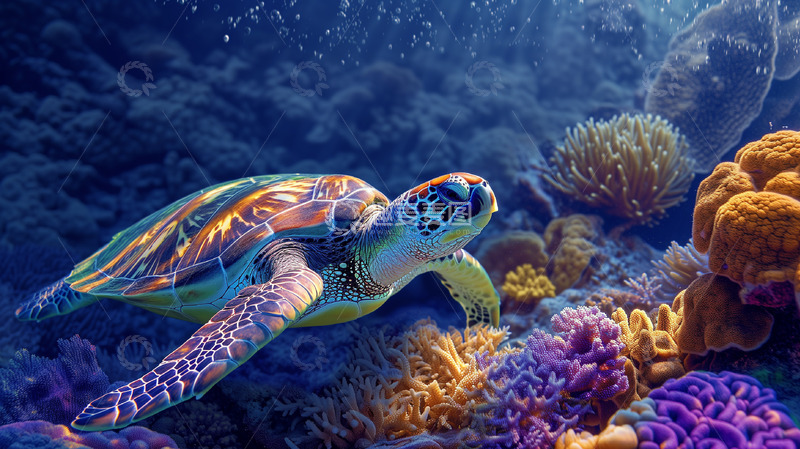 高清大图下载【趣麦麦图】海龟海洋水中动物摄影