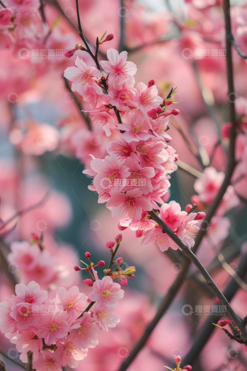 高清大图下载【趣麦麦图】粉色桃花盛开唯美