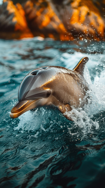 蓝白海洋海豚广阔背景图