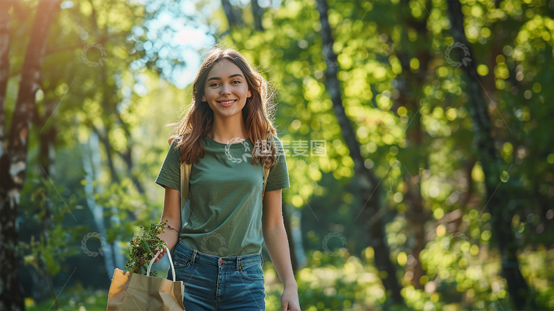 绿色环保主题美女人物场景