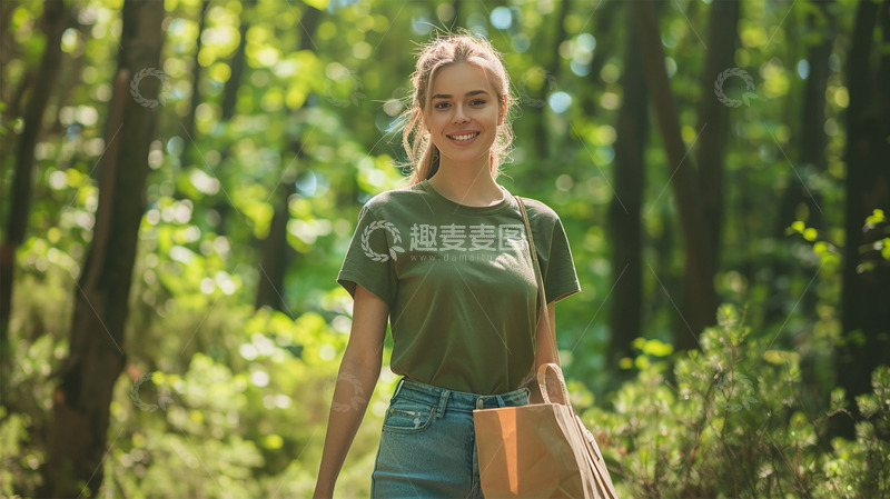 高清大图下载【趣麦麦图】绿色人物女环保自然清新