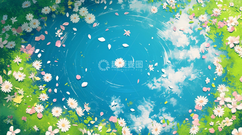 高清大图下载【趣麦麦图】春天草坪湖水倒影