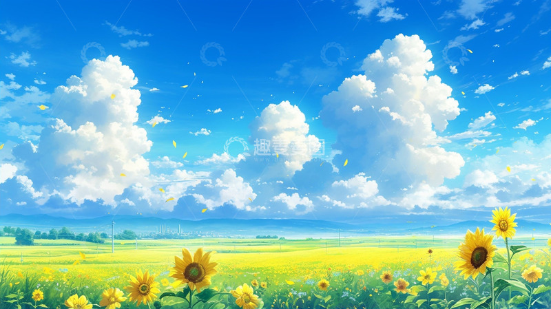高清大图下载【趣麦麦图】种满向日葵的风景