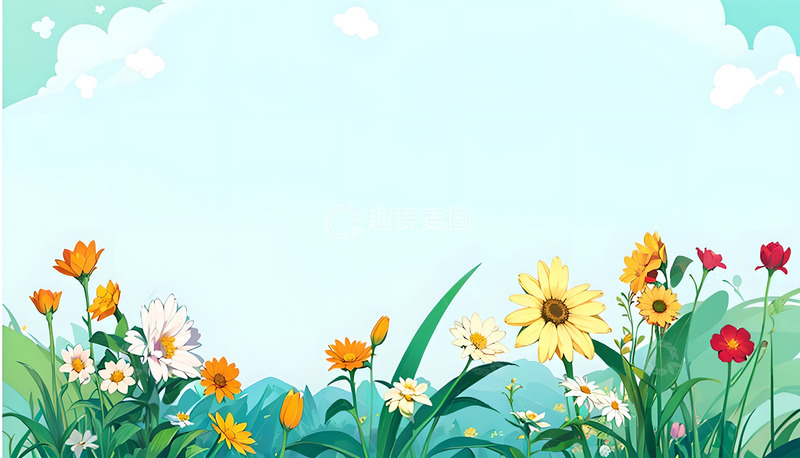 高清大图下载【趣麦麦图】花朵边款背景素材