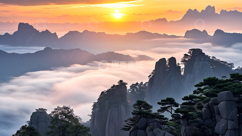 高清大图下载【趣麦麦图】泰山朝霞日出美景