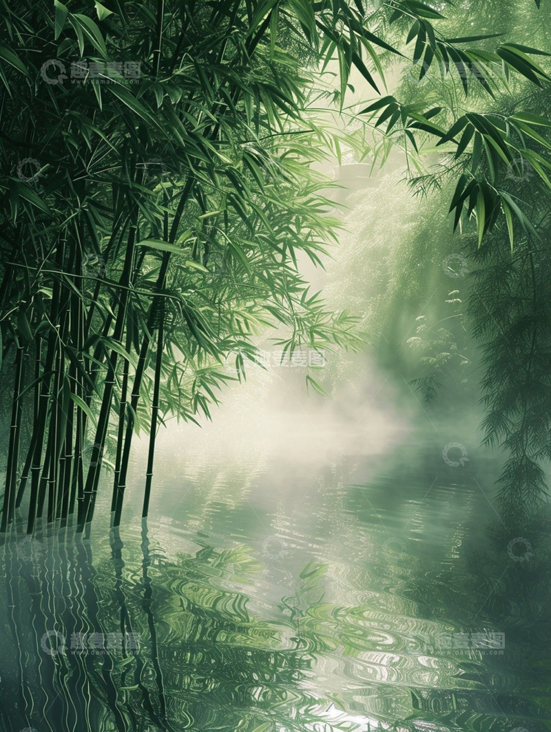 高清大图下载【趣麦麦图】幽深迷雾竹林