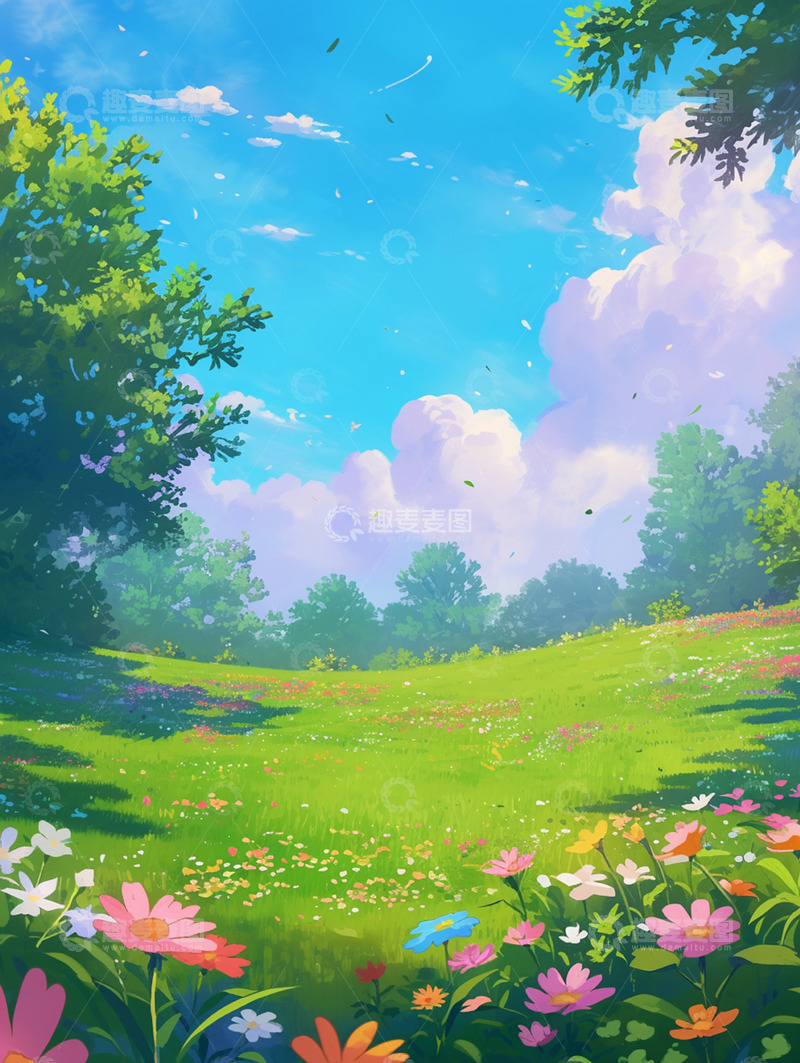 高清大图下载【趣麦麦图】唯美春天野外草地