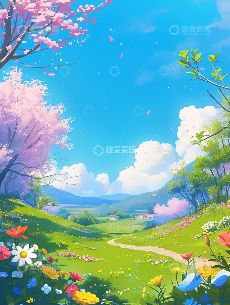 高清大图下载【趣麦麦图】春日浪漫户外草地场景