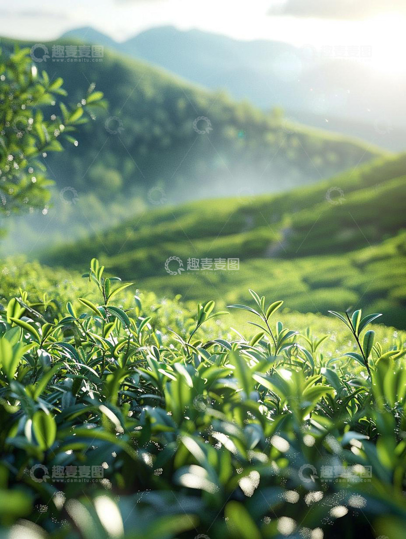 高清大图下载【趣麦麦图】雨后龙井茶园茶山