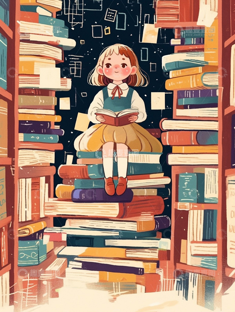 高清大图下载【趣麦麦图】儿童创意读书场景