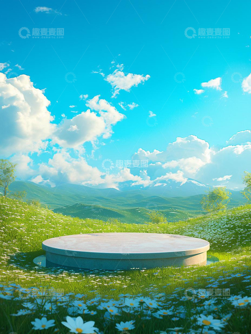 高清大图下载【趣麦麦图】电商护肤品户外清新展台背景