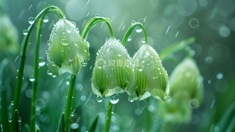 高清大图下载【趣麦麦图】春天谷雨下雨植物生长生机自然场景