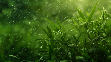 春天禾苗谷雨绿色下雨生长自然场景