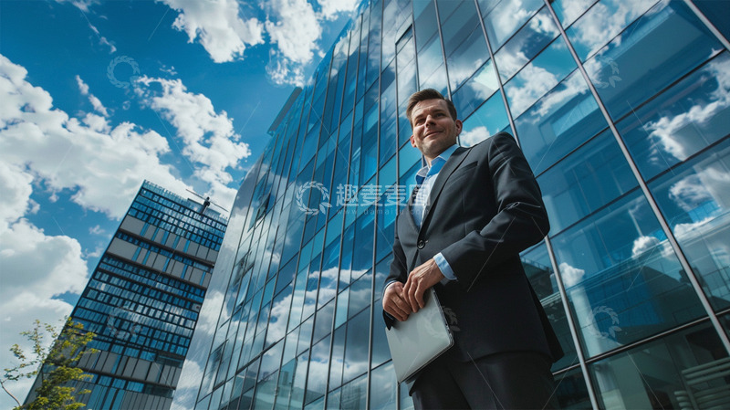 商务西装高楼建筑城市场景