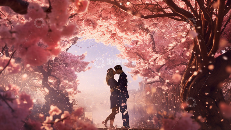 高清大图下载【趣麦麦图】粉色情侣情人节浪漫唯美梦幻场景