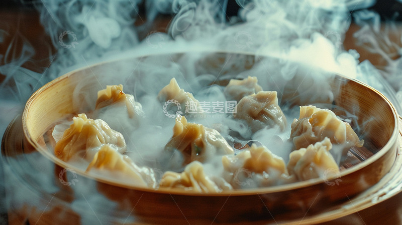 高清大图下载【趣麦麦图】一笼冒热气的蒸饺