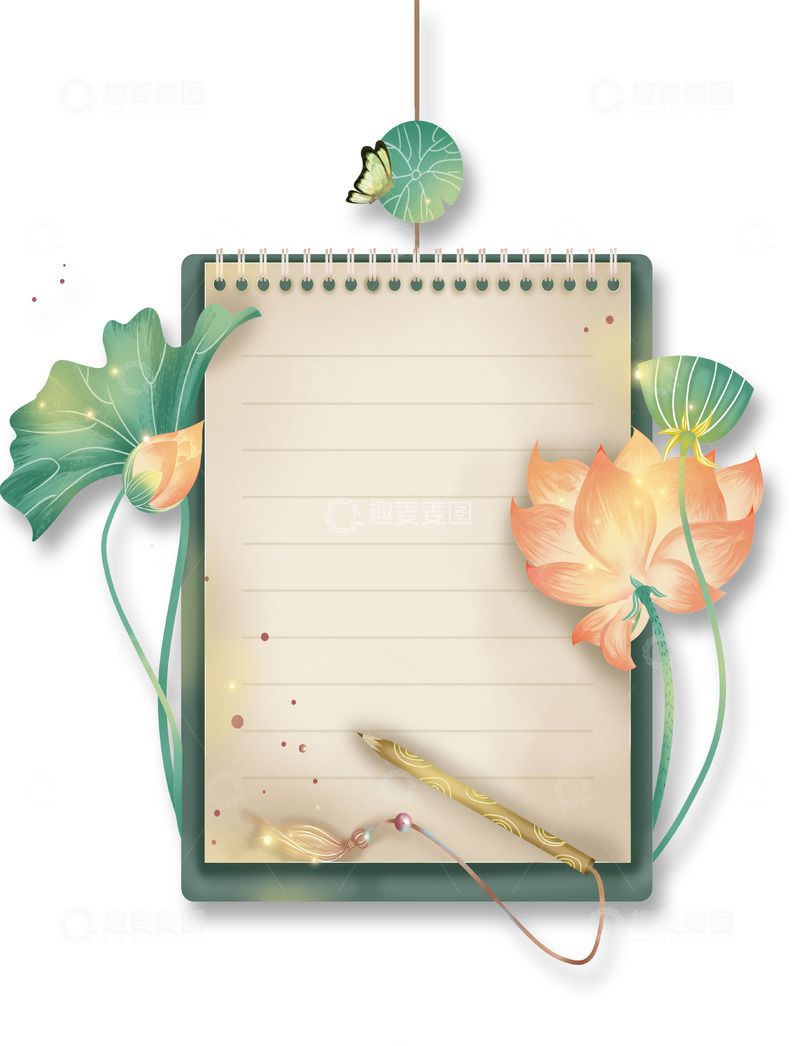 高清大图下载【趣麦麦图】夏季古风荷花毛笔节气插画