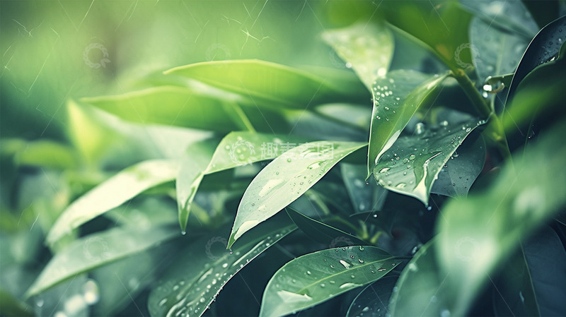 高清大图下载【趣麦麦图】春天绿色植物露水清新自然场景