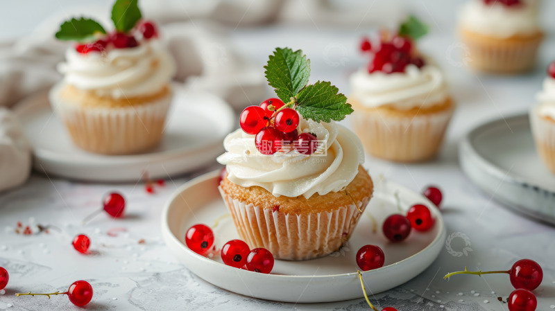 高清大图下载【趣麦麦图】托盘上的纸杯蛋糕