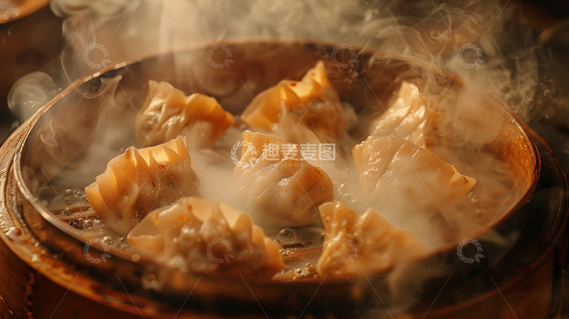 高清大图下载【趣麦麦图】一笼蒸熟的饺子
