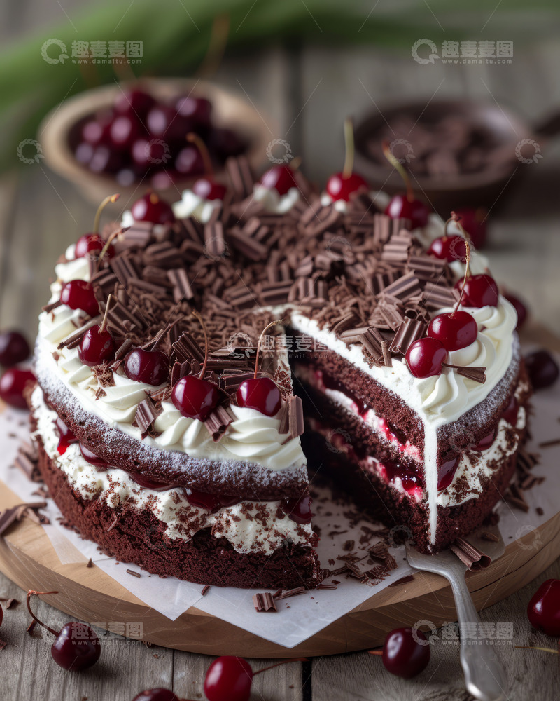 高清大图下载【趣麦麦图】巧克力车厘子蛋糕